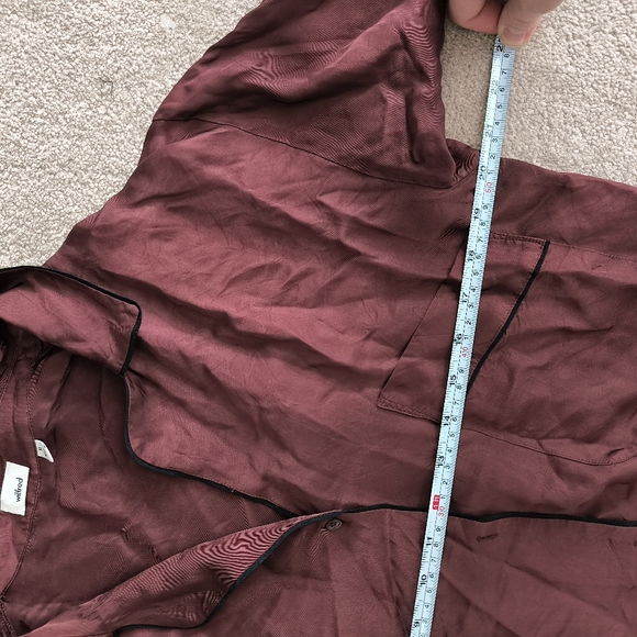 NWT Aritzia Wilfred Murol Preppy Oversized Sleek Truffle Black Pipping Shirt M - Picture 8 of 11